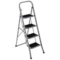 Smartxchoices 4 Step Ladder Folding Step Stool with Handgrip Wide Anti-Slip Platform, Lightweight Steel Ladder,330 lbs Load Capacity, Portable Steel Step Stool for Home Kitchen Shop, Gray