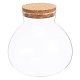 WEKADRIN Bocal Verre pour Terrarium Rond avec Couvercle Liège Bouteille Vide pour Micro-p...