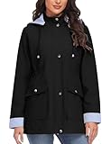heekpek Veste Imperméable Femme Longue Coupe Vent Rayé Parka de Pluie avec Capuche Léger M...