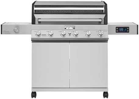 Monument Grills 6+1 Convertible Natural Gas Smart bbq Grill, 6 Burners & 1 Side Burner Stainless Steel Denali 605 with Smart Technology, Knob Controls (Without Conversion Kit)