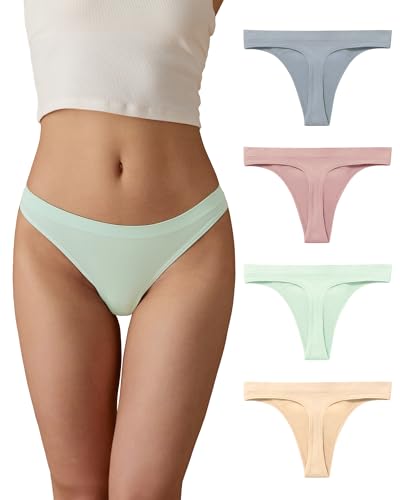 Image of SHARICCA Seamless Thongs for Women Sexy Breathable No Show Thong Underwear Women Multiple Pack