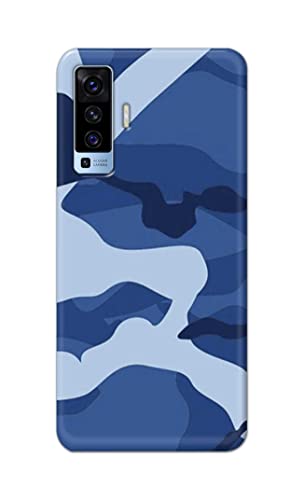 Image of Printed Hard Back Cover Case for Vivo X50 | Vivo X50 5G Back Cover (Army Blue Pattern) -1302