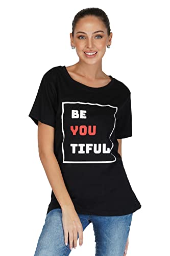 Image of ANGAR Womens Printed Cotton T - Shirt Casual Short Sleeves Tees
