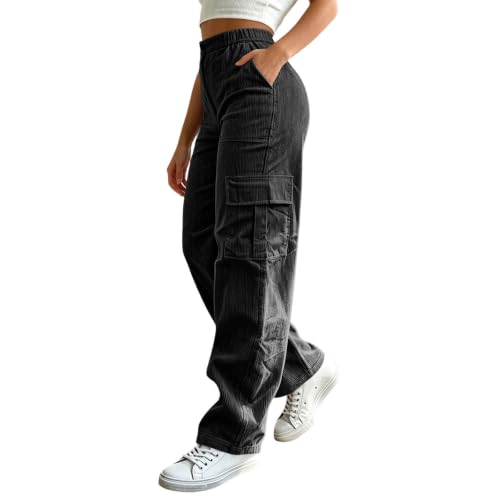 Corduroy Cargo Pants Women Elastic Waist Casual Hiking Pants with Pockets - image 7
