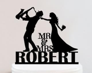 Decoración de saxofón músico para tartas de boda, decoración para tartas de saxofonista, decoración de pastel de música, decoración de pastel de