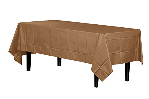 Exquisite 12-Pack Premium Plastic Tablecloth 54In. X 108In. Rectangle Table Cover - Gold #TOP27
