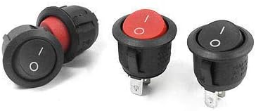 SPST Latching Rocker Switch 2 Pin AC 10A 125V 6A 250V | 4pcs SPST Latching Rocker Switches, 2Pin, AC 10A/125V 6A/250V, Black/Red, 19mm Mounting Hole