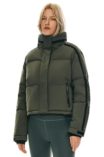 Orolay Women's Cropped Puffer Jacket Winter Stand Collar Quilted Down Coat Warm Fashion Zip Up Outerwear with Pockets
