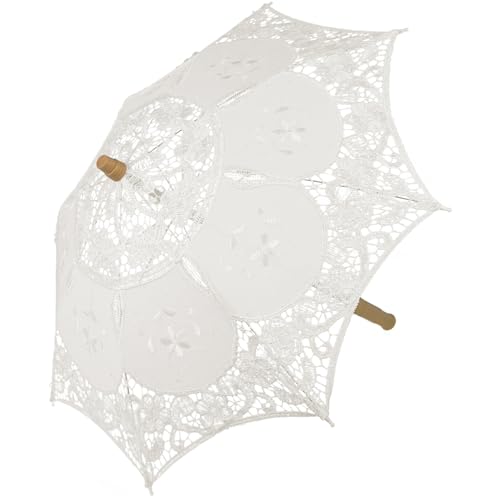 Garneck Parapluie de Mariage en Dentelle Beige 38 Cm Double Couche, Ombrelle Élégante pour Demoiselles D’honneur, Accessoire Photo et Cérémonie,...