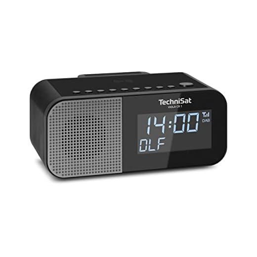 TechniSat VIOLA CR 1 - DAB+ radioväckarklocka med trådlös laddning (DAB, FM, två larmtimer, Snooze, Sleeptimer, USB-laddningsfunktion, hörlursuttag, 3,3 watt, display 3,5 tum, strömförsörjning) svart