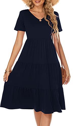 Image of Berydress Women's Casual Summer Tiered Midi Dress 2026 V Neck Boho Sundress