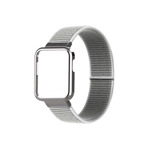 LOKLNEYK Correa De Nailon Compatible Con For Redmi Watch 2/Xiaomi Mi Watch Lite/POCO, Correa De Reloj, Pulsera, Funda Protectora De Metal, Pulsera De Nailon(4.White band,For Mi Watch Lite)
