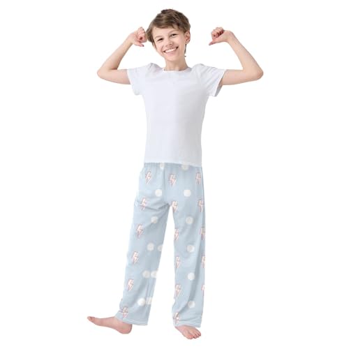 Boys' Pants Lightning Bolt Dots Blue Long Bottoms Jogger Pants Elastic Waist Trousers with Pockets S-XL2