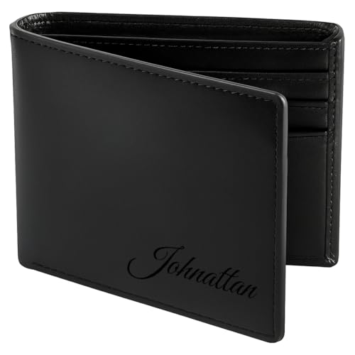 MONIART Personalized Leather Wallet for Men, RFID Blocking Bifold Slim