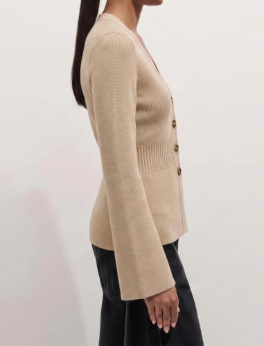 Image of ZAFUL Women's V Neck Button Down Ribbed Sweater Cardigan