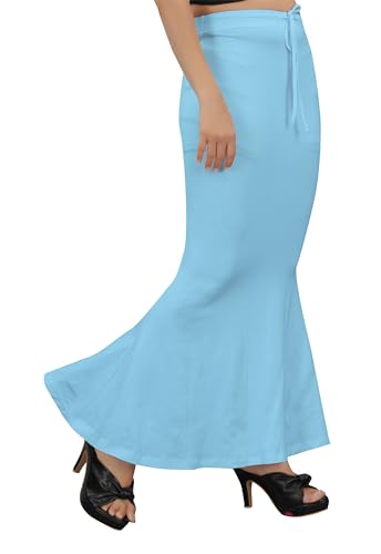 Image of Women's Polyester Blend Shapewear Patticoat Fishcut Flare Pattern Stretchable Drawstring Waist Maxi Length and Slim Fit Body Shaper Peticoat for Saree Daily Use Peticoat