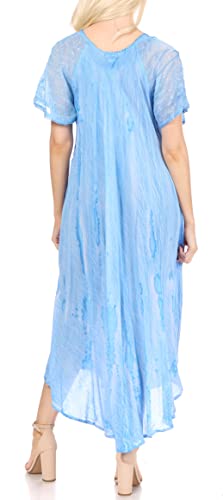 Sakkas Myani Two Tone Embroidered Sheer Cap Sleeve Caftan Long Dress | Cover Up2