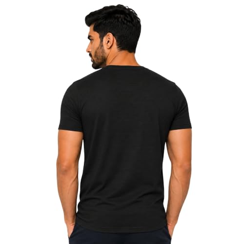 Image of NINQ Half Sleeve Tshirt for Men | Round Neck Regular Tshirt | Breathable Mesh Dotted Stylish T-Shirt | Sports Wear Casual Tee for Gym, Running & Daily Comfort
