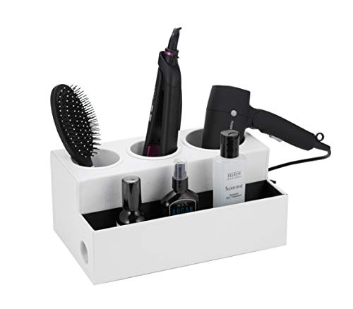 J JACKCUBE DESIGN Hair Tool Organizer Dryer Holder Hair Styling Accessories Organizer Bathroom Storage Countertop with 3 Holes(White) – MK154D by J JACKCUBE DESIGN - Used condition - US$18.10