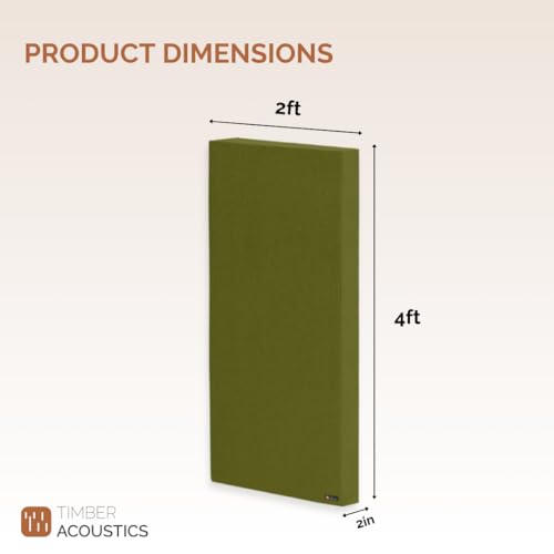 Image of Timber Acoustics Panels, Roxul Rockwool Absorption Panels, 2' x 4' x 2 inch. NRC=0.90 [SET OF 2] (Green)