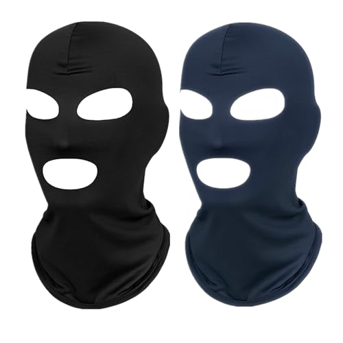 Image of 2Pcs 3 Hole Full Face Mask, Thin Cooling Balaclava Summer Seamless Face Mask for Motorcycle Bike Hunting Cycling Halloween