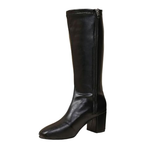 Longues bottes tendance automne-hiver bout rond pour femme avec finitions soignées