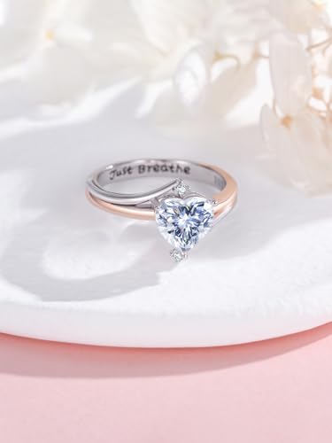 Heart Zircon Ring for Women 925 Sterling Silver Just Breathe Rings Zircon Jewelry Engagement Rings Valentine's Day Gifts2