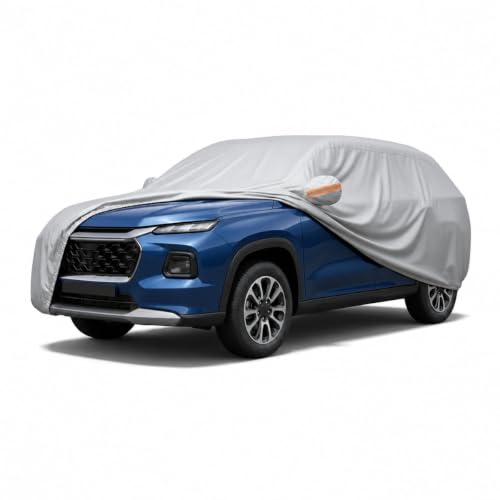 Image of myTVS 100% Waterproof Car Body Cover for Maruti Grand Vitara - Custom-Fit, Double-Layer, UV & Dust Proof, Mirror Pockets & Elastic Clip Lock (CSK 9)