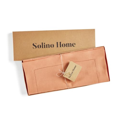 Solino Home Linen Tablecloth for Rectangle Tables 60 x 120 Inch - Classic Hemstitch 100% Pure Linen Coral Table Cloth - Machine Washable Cloth Tablecloth for Spring, Summer by Solino Home - Image 4