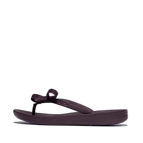 Fitflop Women's Iqushion Glitz-Bow Flip-Flops, Plumberry, 11