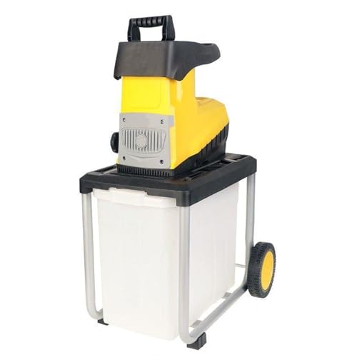 Electric Wood Chipper Garden Shredder 3200W, 60L Collection Box, 45mm Cutting Diameter, Safety Switch, 10m Power Cable for Tough Wood and Thorny Shrubs