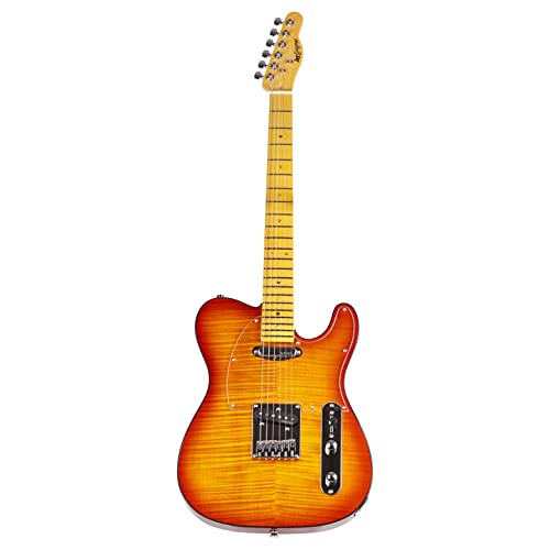 Leo Jaymz Resonancex Pro Electric Guitar With Flame Maple Top - High Gloss Mahogany Body And Hard Maple Neck - High Transparent Acrylic Pickguard - Highly Output Alnico V Pickups #TOP28