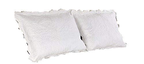 All For You 2-Piece Embroidered Pillow Shams-King size-white color (king, white)-(20"X 36"+2" flange)