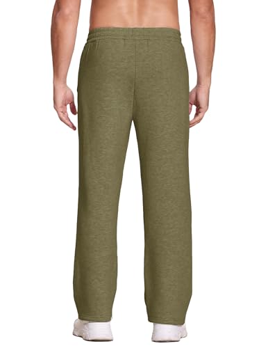 Image of Deyeek Men's Fleece Lined Sweatpants Open Bottom Straight Leg Sweat Pants for Mens Loose Fit Joggers Sweatpants with Pockets
