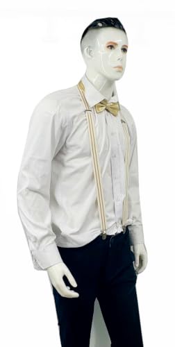 Image of Men's Suspenders Bowtie Set Elastic Y Shape Style Women's Suspenders Bowtie For Wedding&Formal Events