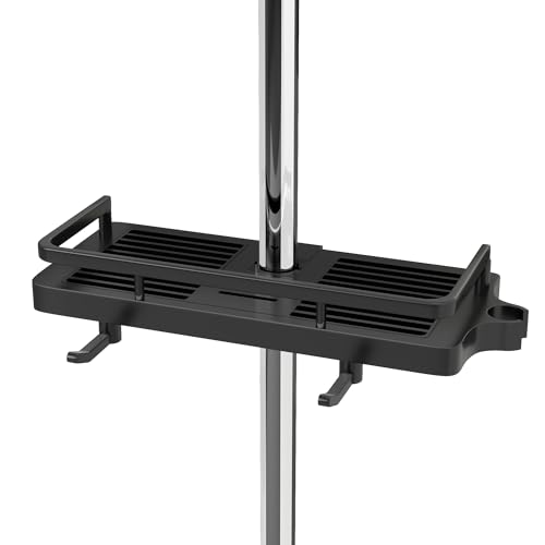 DIYGEEK Duschablage für Duschstange Schwarz Duschregal ohne Bohren Badezimmer Dusche Rack Verstellbar Höhe Für Duschstange mit Durchmesser von 18mm - 25mm 1 Stück