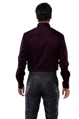 Image of Tangible Men's 98% Cotton 2% Elastane Stretchable Formal Shirt | Satin Weave | Classic Fit | Full Sleeves