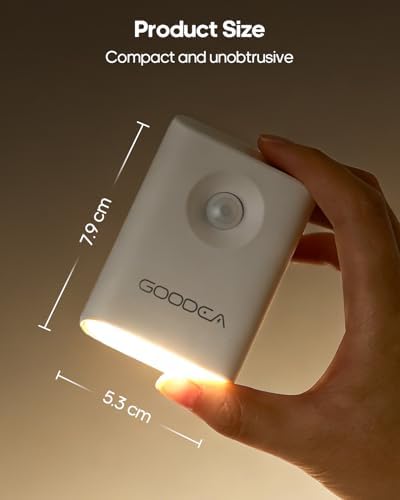 Goodea 2 Pack Stair Lights Indoor, Rechargeable Motion Sensor Night Light, Wireless, Magnetic & Dimmable Night Light, Warm 3000K Soft White for Stairs, Hallway, Bathroom, Bedroom (2 PCS) — view 7