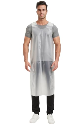 Nanxson ligero impermeable TPU delantal con la espalda elástica ajustable cintura lazos delantal industrial delantal de trabajo ropa ajustable para las tareas domésticas, carnicero, barbacoas