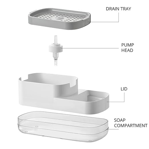 Image of Detergent,Soap Dispenser for Kitchen with Sponge Holder, Hollow Design, Durable & Smooth Body, Rust Proof, Liquid Dispenser, Sink Dish Washing, Dishwashing Soap Dispenser