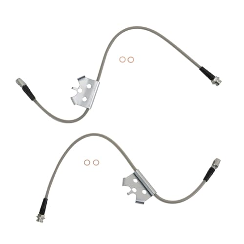 Image of TRQ Front Performance Brake Hose Set Compatible with 1996-1999 Chevrolet K1500 Suburban 1996-2000 K2500 K2500 Suburban K3500 Tahoe GMC