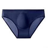 Calzoncillos de seda de hielo de talle bajo sin costuras para hombre, ropa interior ultrafina, de secado rápido, tela transpirable (M zafiro)