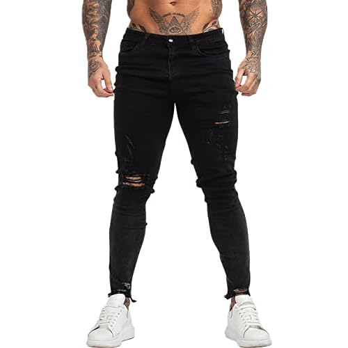 GINGTTO Mens Skinny Jeans Stretch Denim Jeans for Men Black 120 28W x 30L