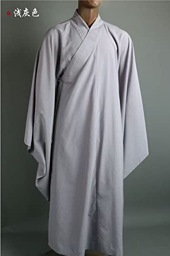 Monk Kung Fu Suits Buddhist Zen Lay Robe Meditation Clothing Uniforms Buddha Gown (Color : Gray, Size : Large)