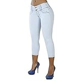 Generisch Skinny Cropped Jeans FüR Damen Stilvolle Skinny Jeans Mit Mittlerer LeibhöHe, Dehnbare Distressed-Denim-Hose (XL,Weiß)