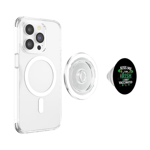 Kiss Me I'm Irish Vaccinated Funny St Patrick Day gift men PopSockets PopGrip pour MagSafe – vue 3