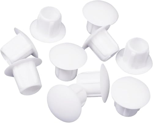 Image of (Pack of 20) White Plastic Hole Plugs 0.31 inch x 0.20 inch (8 x 5 mm), Drill Hole Cover Caps, Furniture Hole Plug, Screw Hole Plugs