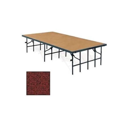 National Public Seating B212573 Portable Stage with Carpet - Red - 96 x 36 x 16 in.