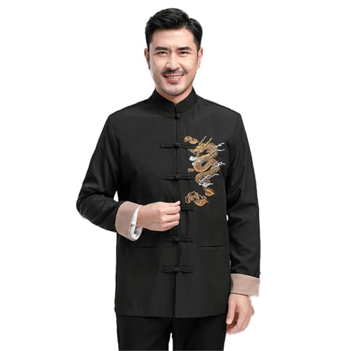 Costume décontracté style chinois pour homme avec broderie dragon