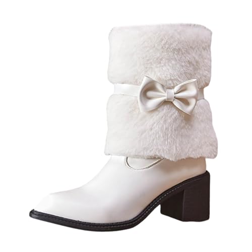 Bottines d'hiver chaudes avec col synthétique nœud et chaussage facile